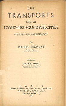Les transports dans les économies sous- développées. Problème des investissements